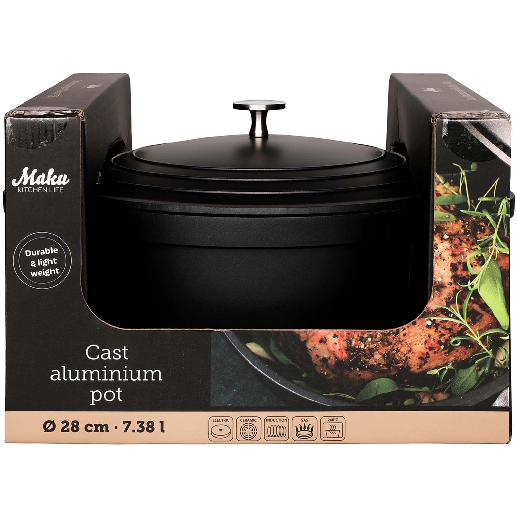 Kastrull med lock 7,4 L Gjuten Aluminium