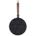 Pancake pan cast iron wooden handle 7 cups