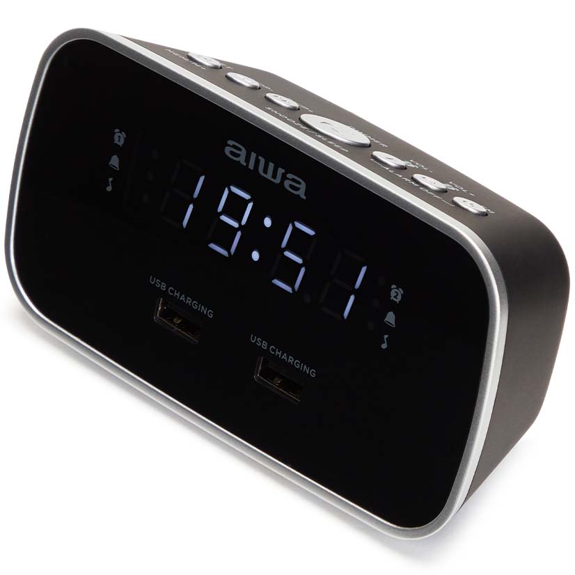 Klockradio Två alarm USB ladd-uttag Svart