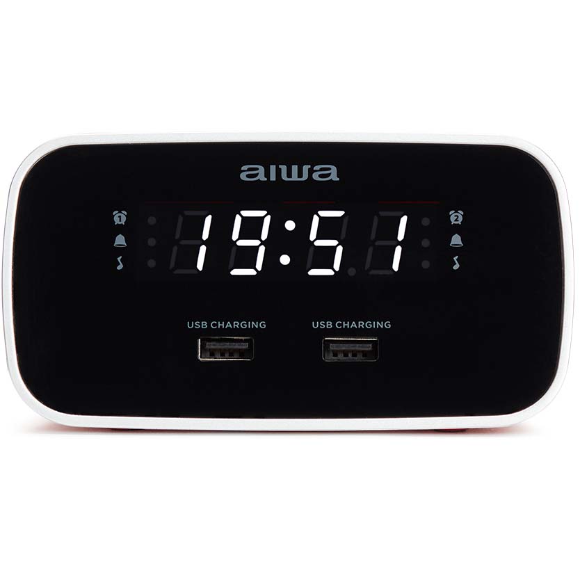 Klockradio Två alarm USB ladd-uttag Röd