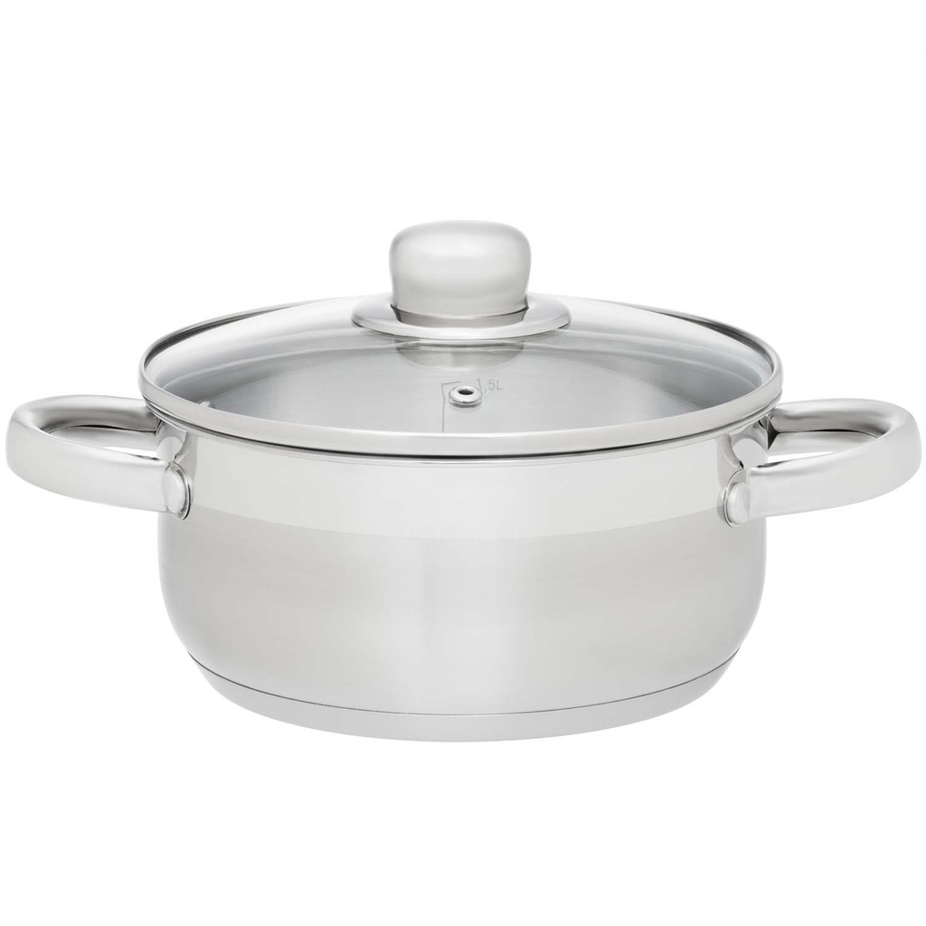 Basic Pot with glass lid steel 2 L 18 cm