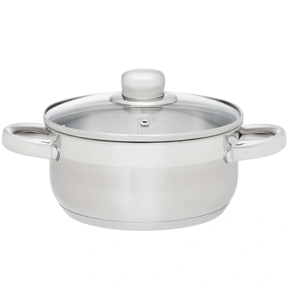 Basic Pot with glass lid steel 2 L 18 cm