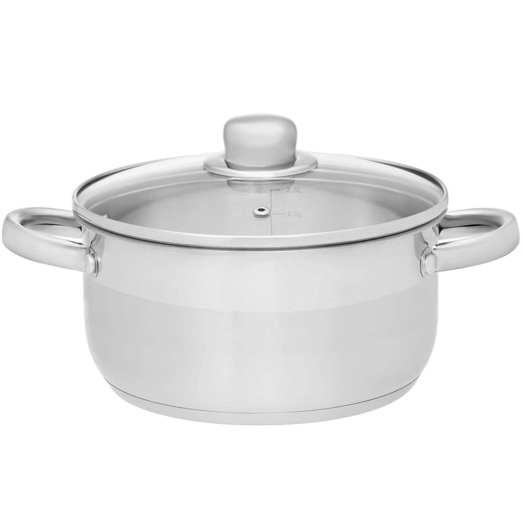 Kastrull Basic i stål med glaslock 3 L