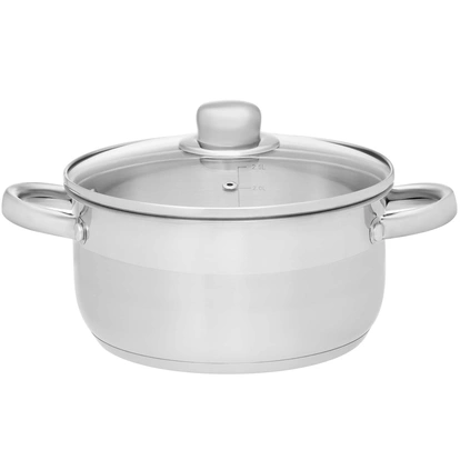 Kastrull Basic i stål med glaslock 3 L