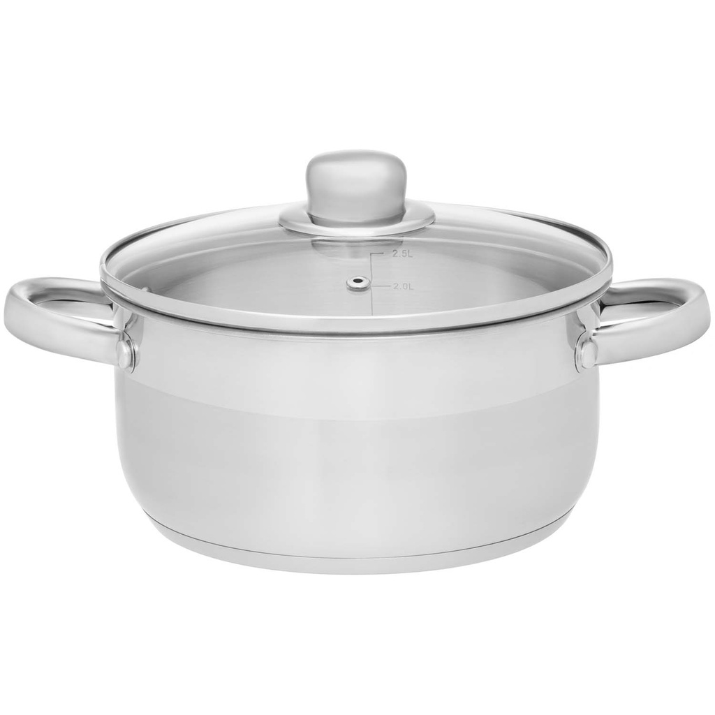 Basic Pot with glass lid stainless steel 6,5 L 24 cm