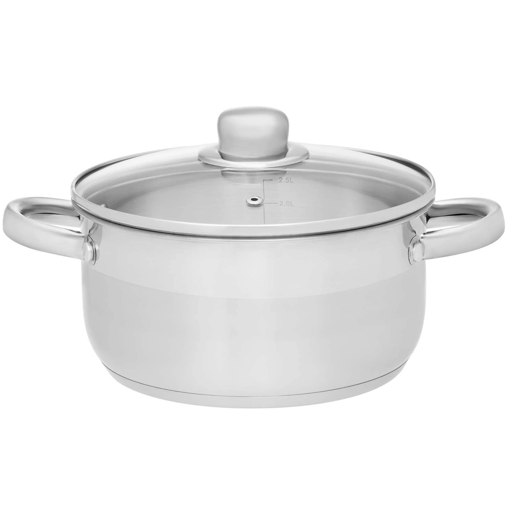 Basic Pot with glass lid stainless steel 6,5 L 24 cm