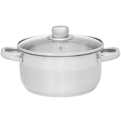 Kastrull Basic i stål med glaslock 6,5 L