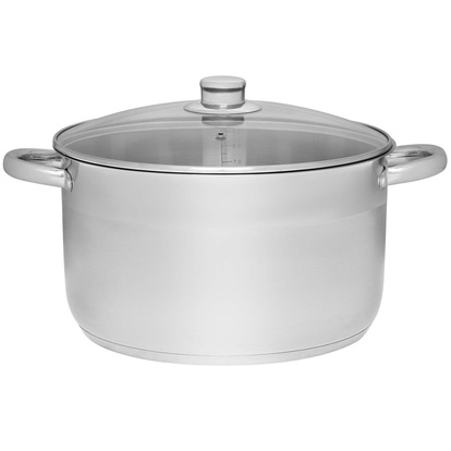 Basic Gryta i stål med glaslock 10 L 28 cm