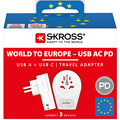Reseadapter Världen till Europa USB-A/USB-C 20W Jordad