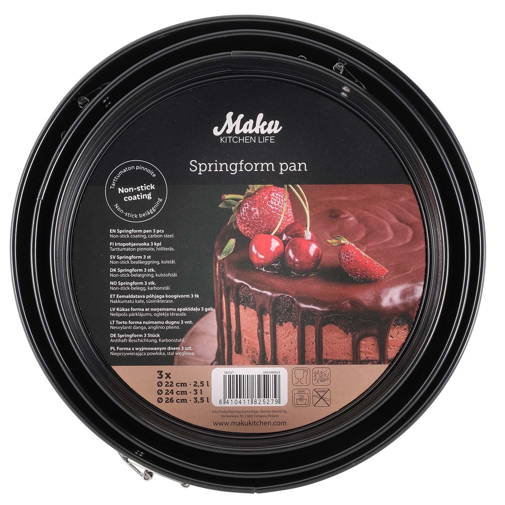 Removable bottom cake pan springform 3 pcs