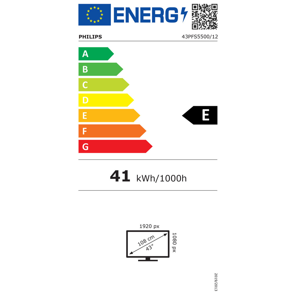 TV 43" 2K LED 43PFS5500/12 Svart