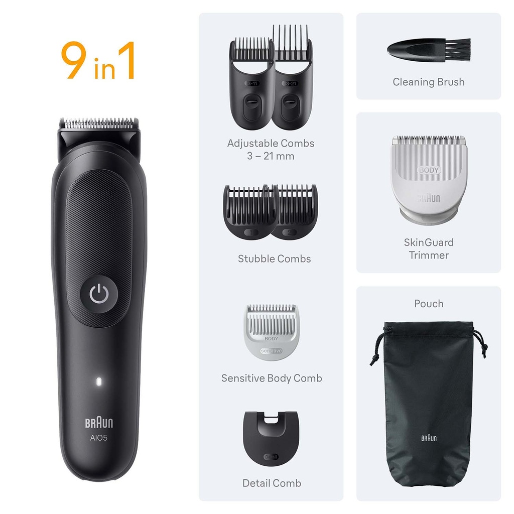 All-in-One Series 5 9in1 Grooming Kit Styler 5540 Black Matt