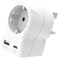 Reseadapter Europa till UK m.fl. USB-A/USB-C 20W PD Jordad