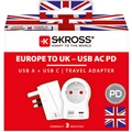 Reseadapter Europa till UK m.fl. USB-A/USB-C 20W PD Jordad