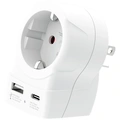 Reseadapter Europa till USA m.fl. USB-A/USB-C 20W PD Jordad