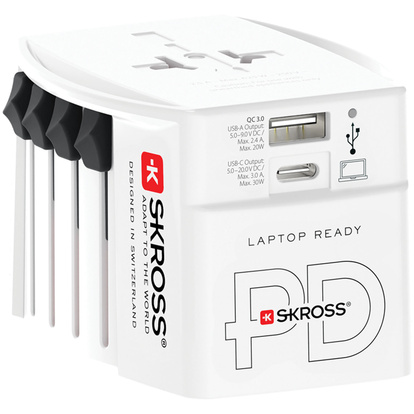 Världsreseadapter MUV USB AC30PD USB-A+USB-C PD 30W Ojordad