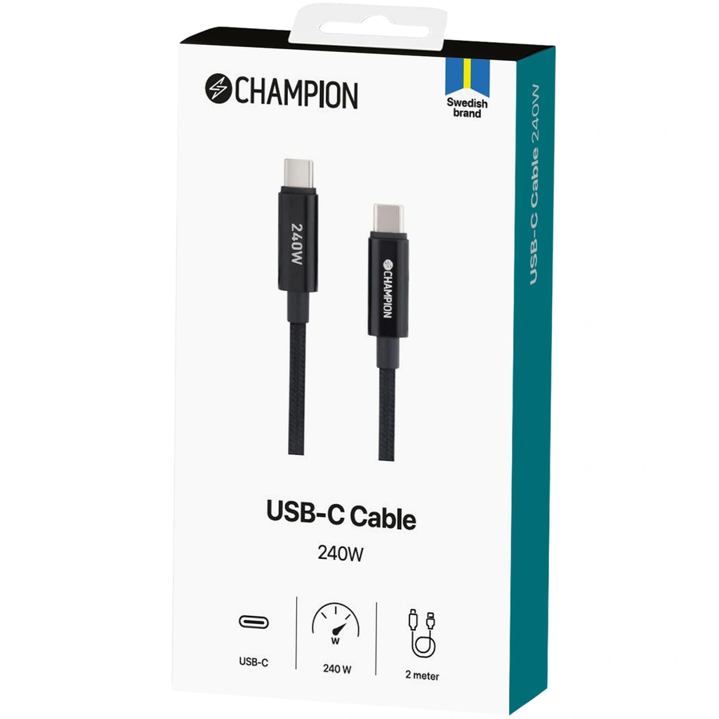 USB-C Kabel 240W 2m Svart