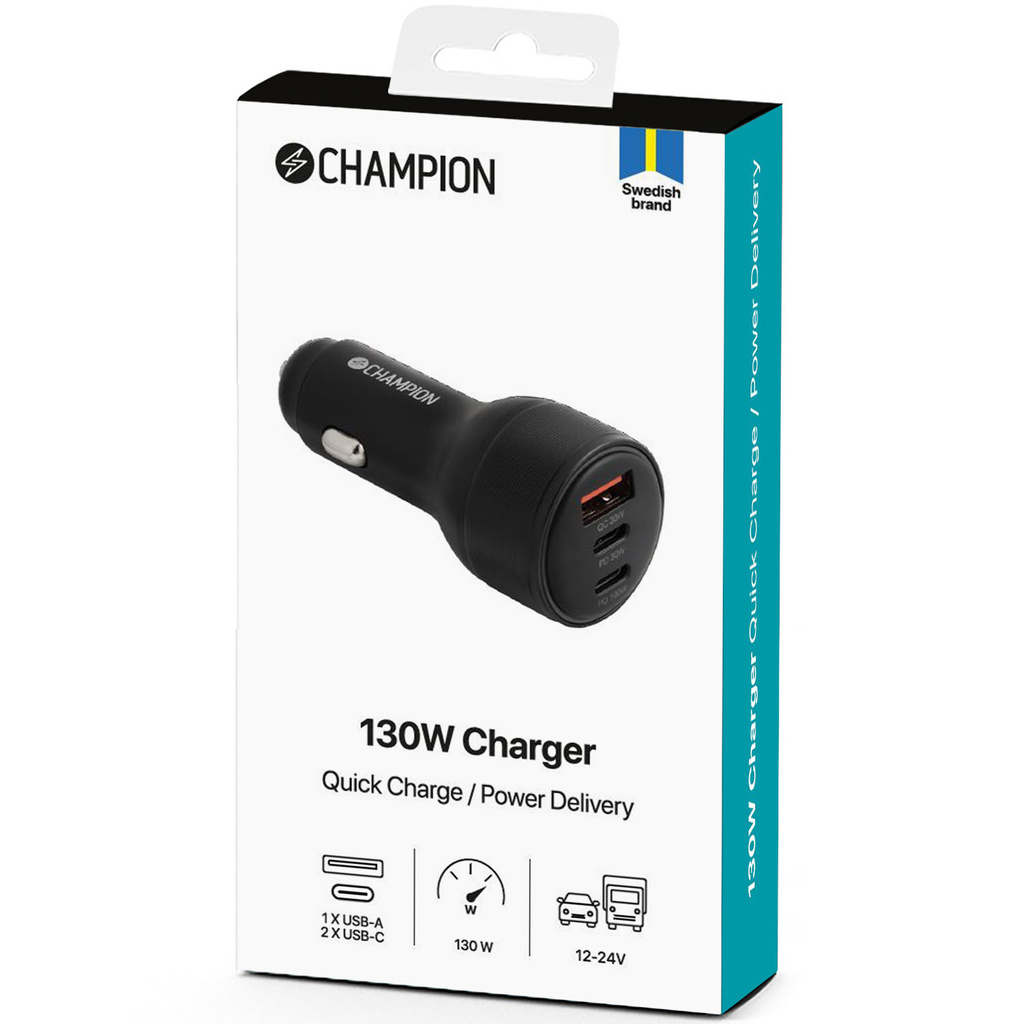 Car Charger 130W 3-port QC/PD Black
