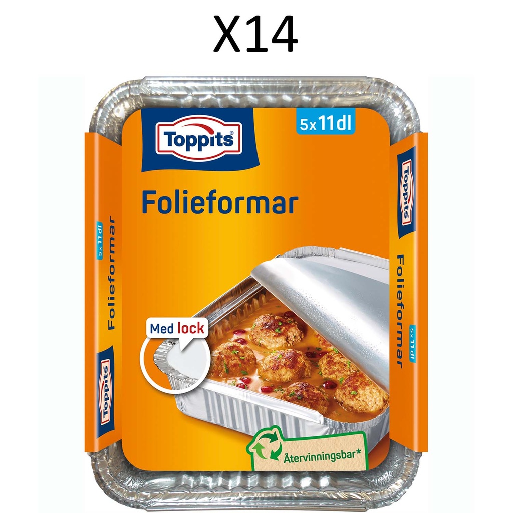 Foil trays with lid 1.1L 14pcsDFP