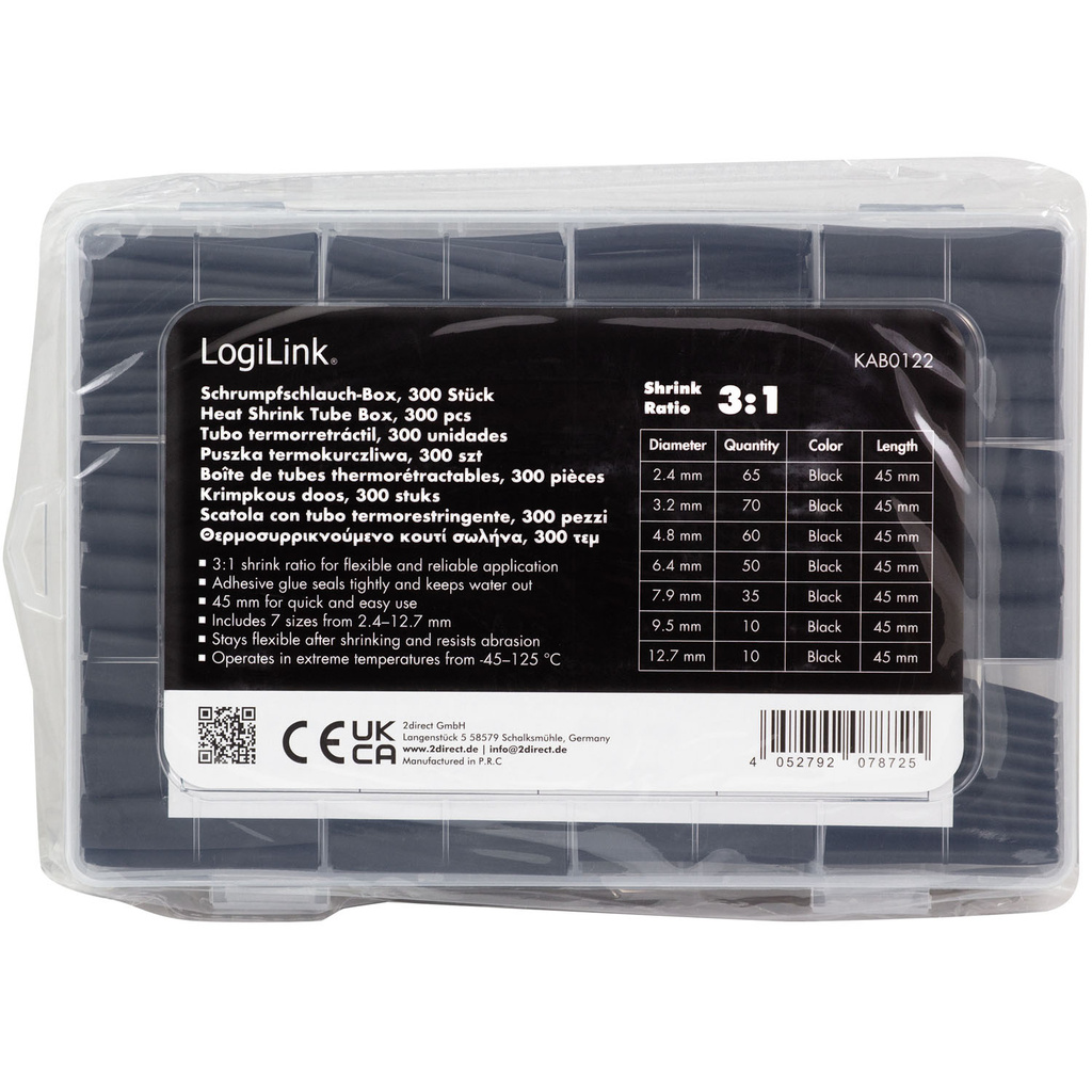 Shrink tubes 300-pack 45mm long Black