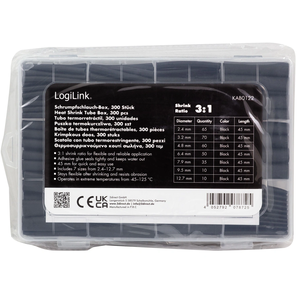 Shrink tubes 300-pack 45mm long Black