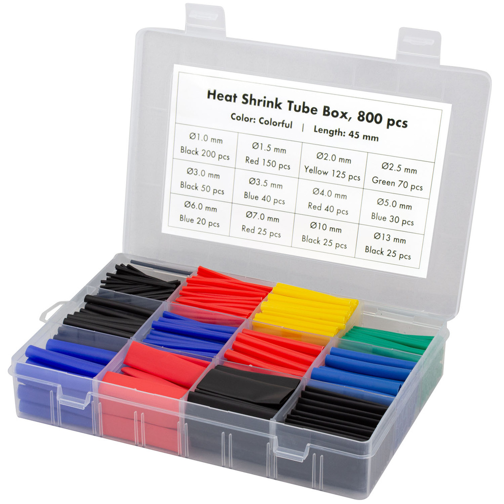 Shrink tubes 800-pack 45mm long Mixed colors