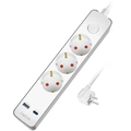 Power strip 3-way + USB-A/USB-C PD 20W with switch 1.4m White