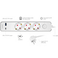 Grenuttag 3-vägs + USB-A/USB-C PD 20W med brytare 1,4m Vit