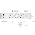 Power strip 3-way + USB-A/USB-C PD 20W with switch 1.4m White