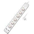 Power strip 6-way + USB-A/USB-C PD 20W with switch 1.4m White