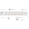 Power strip 6-way + USB-A/USB-C PD 20W with switch 1.4m White