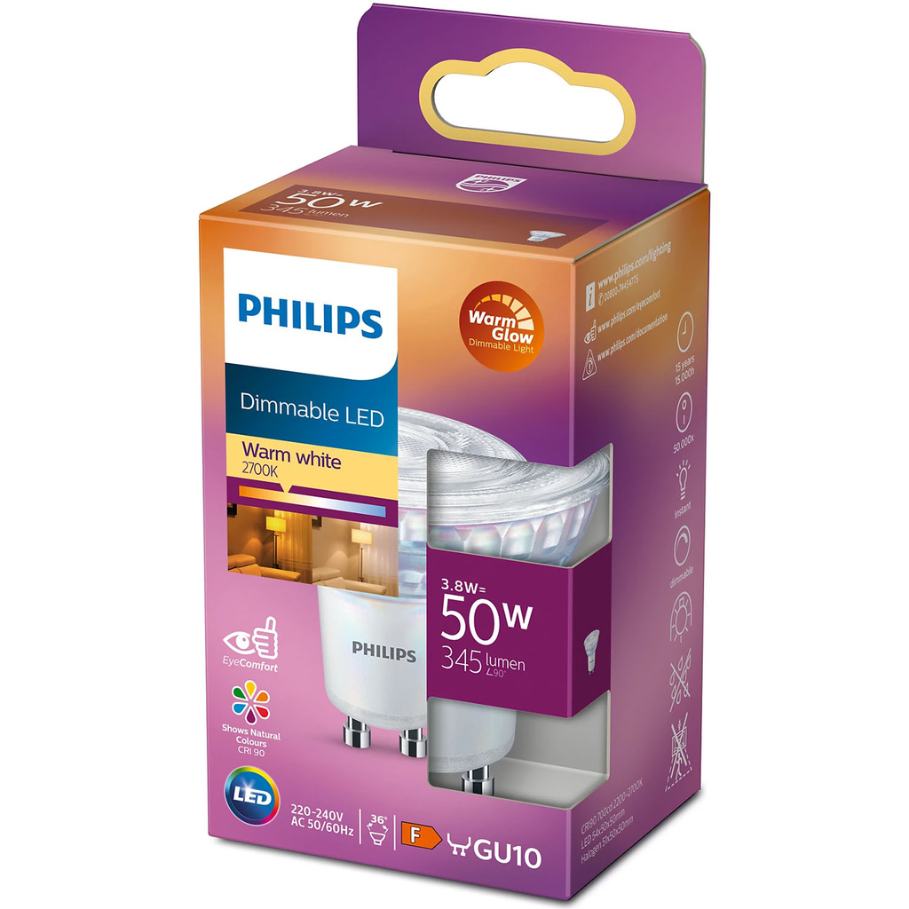 Ställ med LED GU10 50W + E27 60W Dimbara WarmGlow