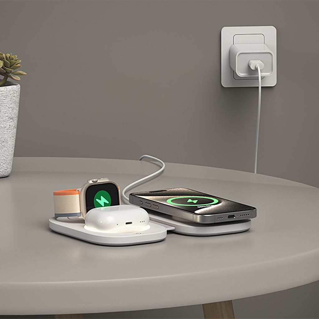 3-i-1 Trådlös laddare MagSafe-kompatibel Vit