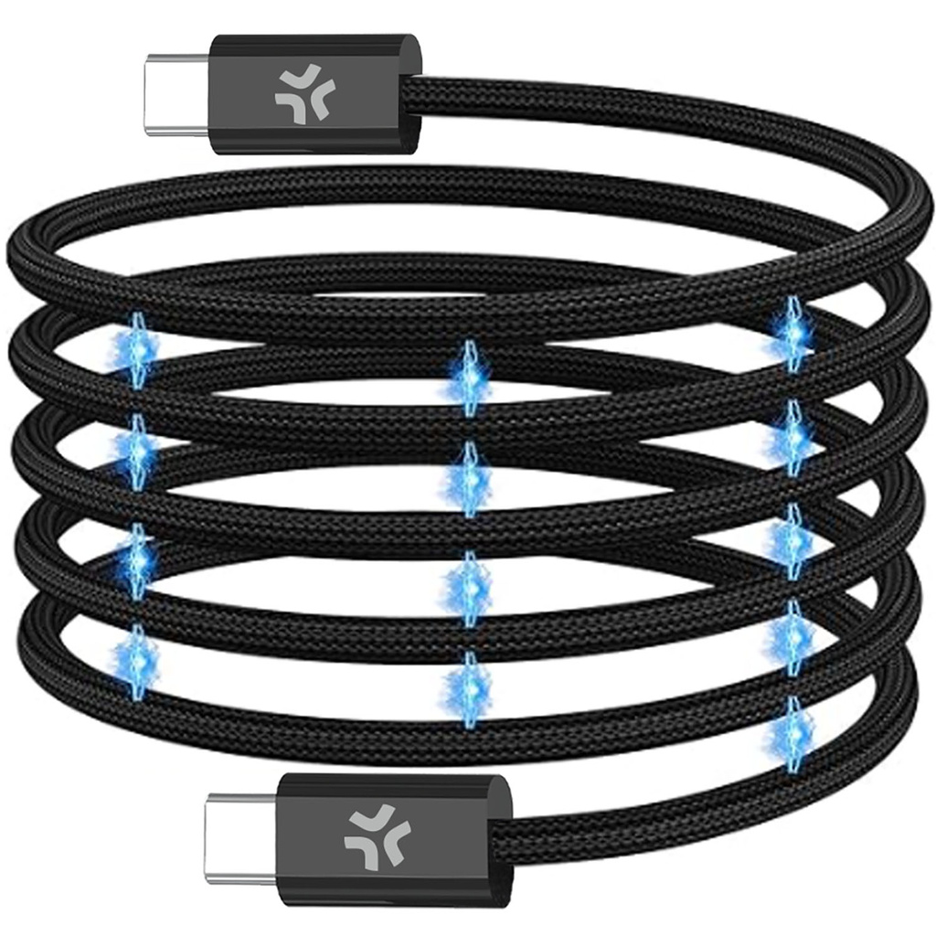 USB-C Kabel 60W Magnetisk Flätad 1m Svart