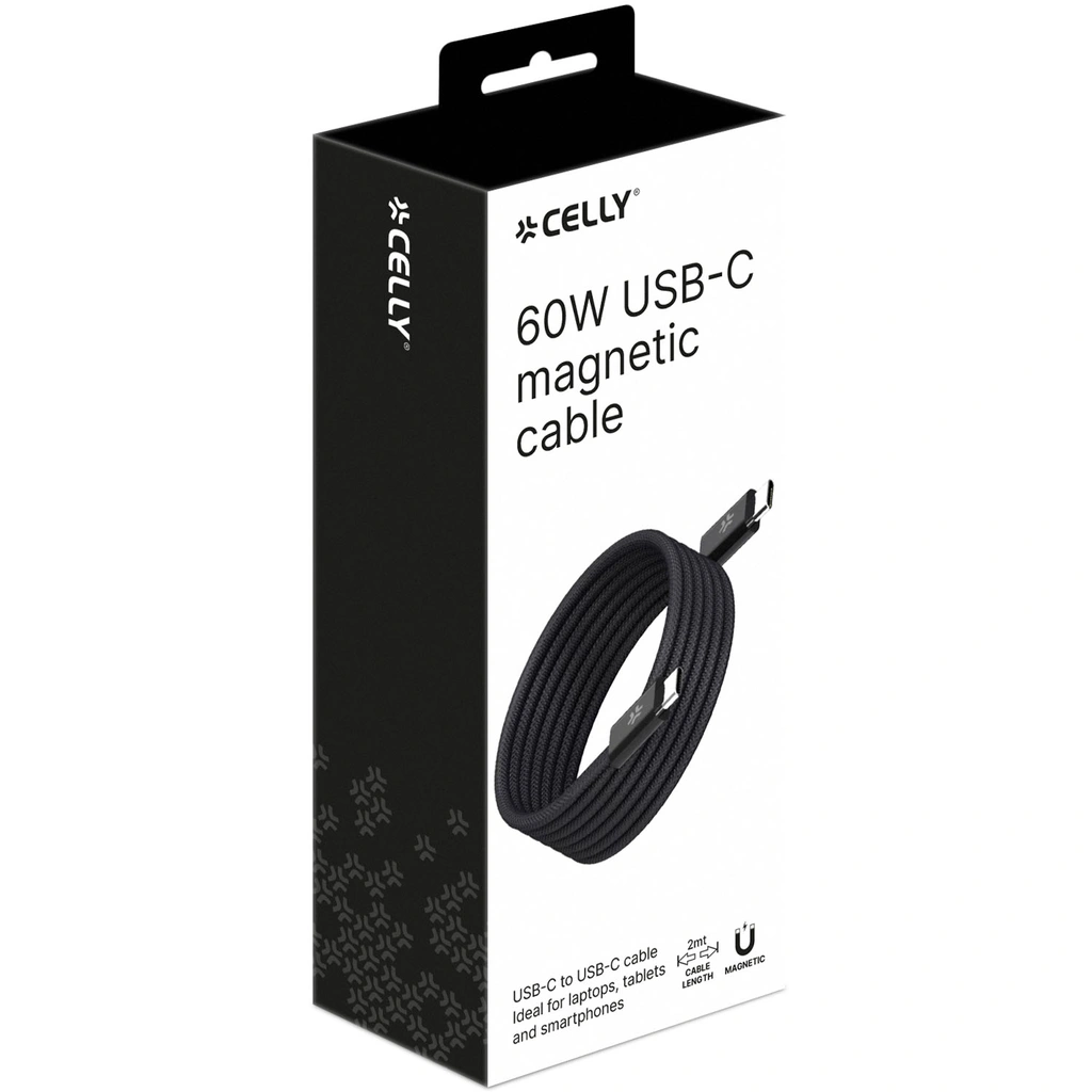 USB-C Kabel 60W Magnetisk Flätad 1m Svart
