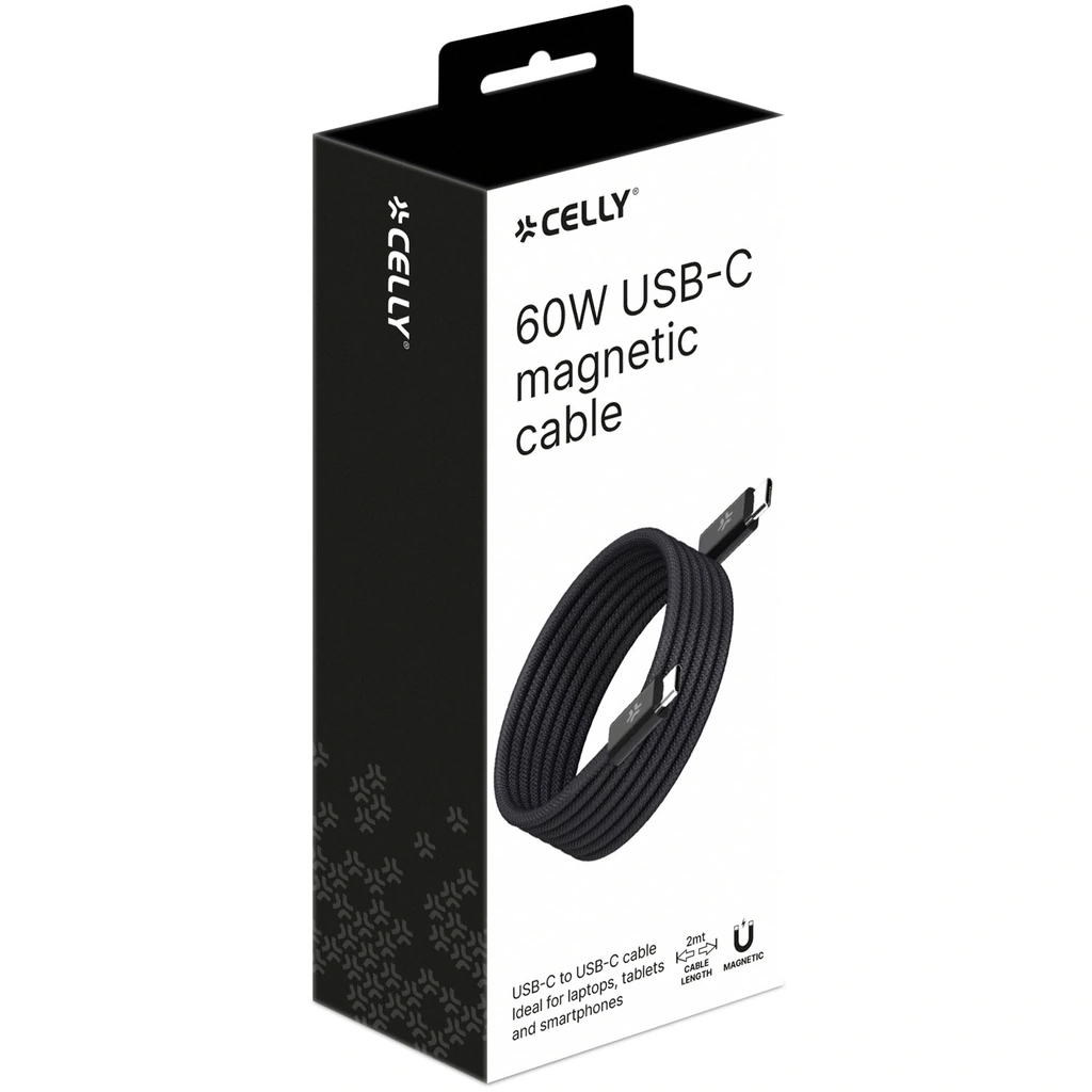 USB-C Kabel 60W Magnetisk Flätad 2m Svart