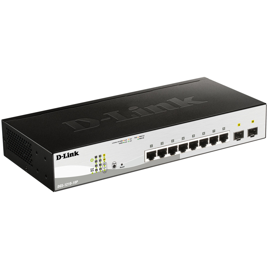 DGS-1210-10P 10-Port Gigabit PoE Smart+ Managerad Switch