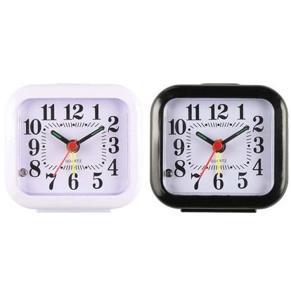 Väckarklocka 8x3x7,5cm 1XAA 1,5V  Svart/Vit  5+5 Pack 
