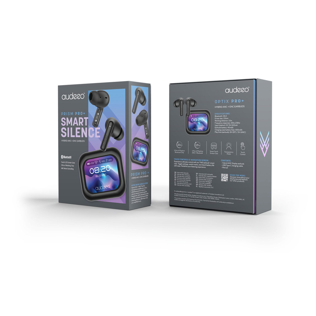 Hörlurar In-Ear TWS ANC ENC Screen Prism Svart