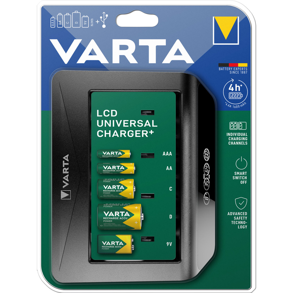 Batteriladdare LCD Universal Charger+ AA/AAA/C/D/9V
