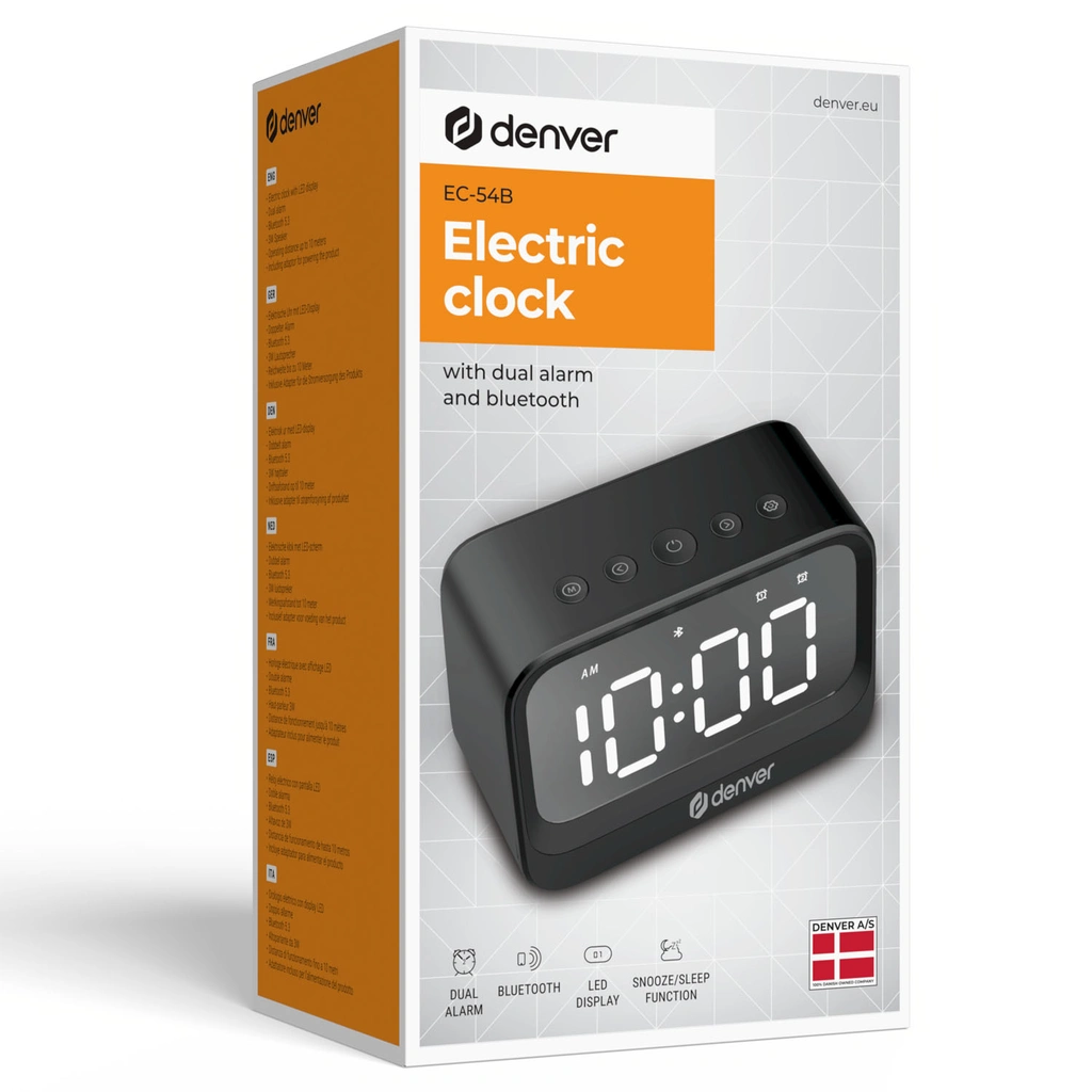 Clock Alarm Bluetooth Speaker Black