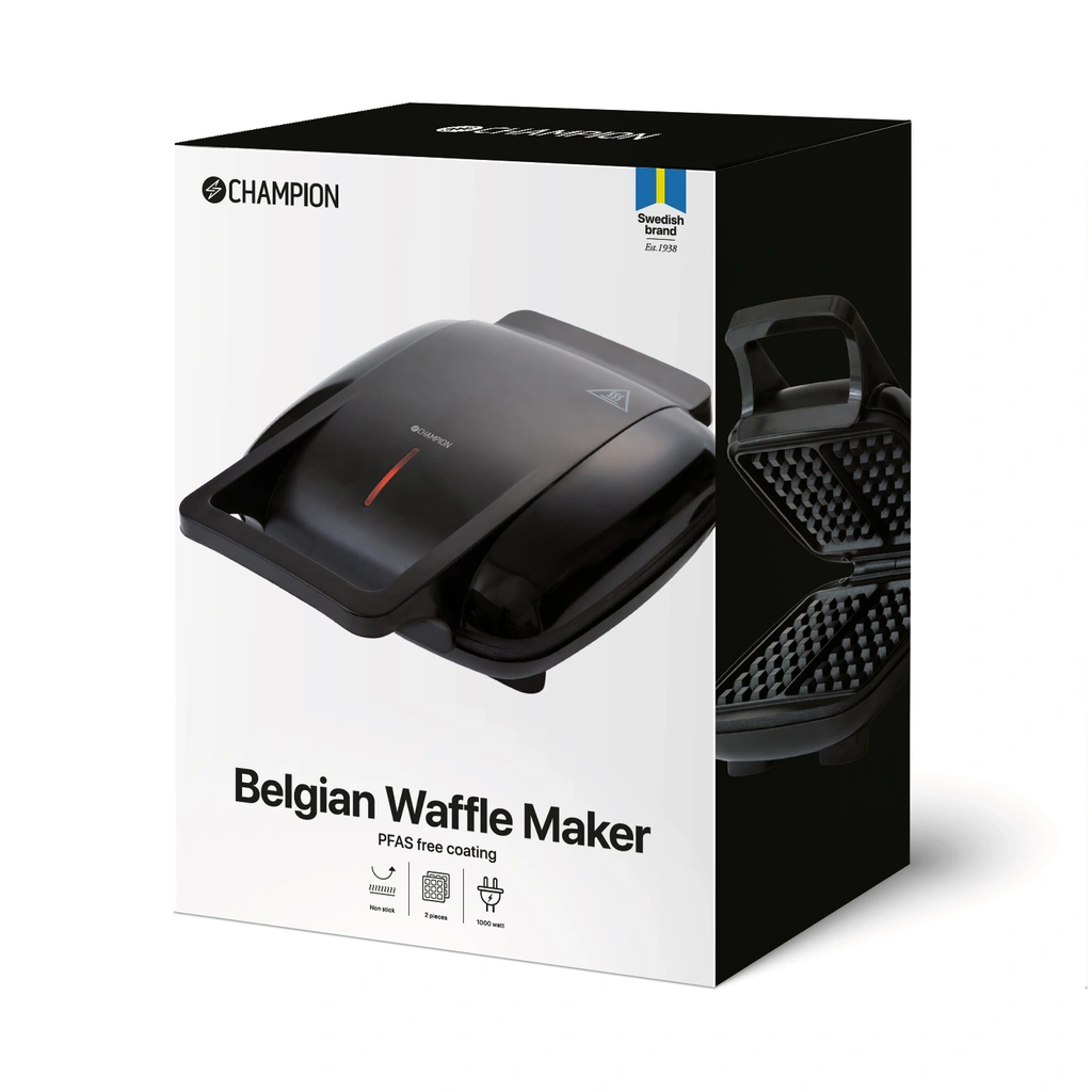Belgiskt Våffeljärn Health Dubbelt 1000W BW400 Svart