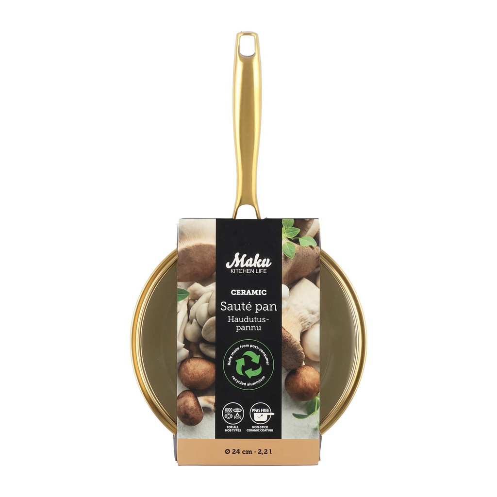 Sauté pan Maku beige 24 cm with Lid 2,2 L