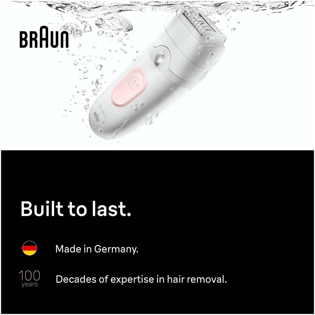 Epilator Silk·épil 5, Wet & Dry, Enkel Hårborttagning, Långvarigt Slät Hud, 5-011, Flamingo