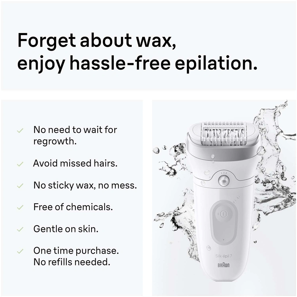 Epilator Silk·épil 7, Wet & Dry, Långvarigt Slät Hud, 7-041, Silver
