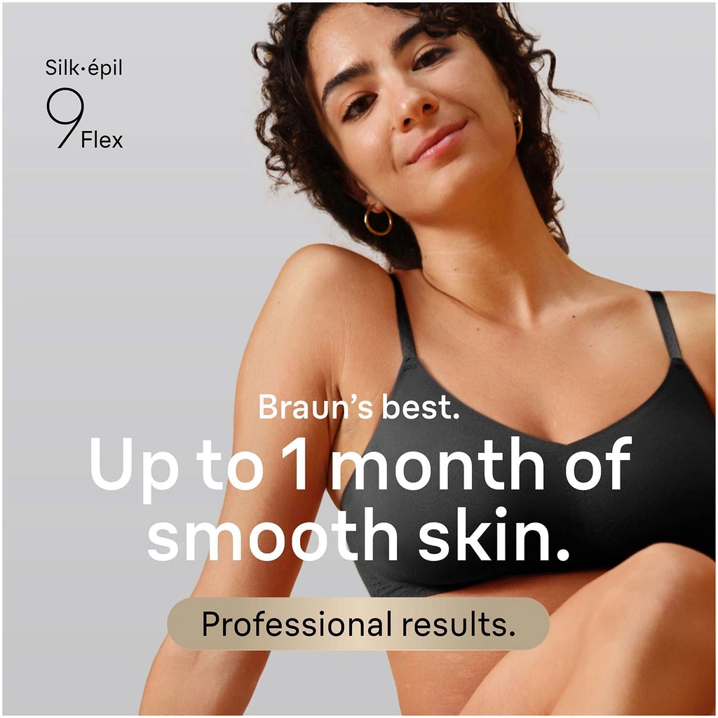 Epilator Silk·épil 9 Flex Wet & Dry, Långvarigt Slät Hud, 9-030 3D, Guld