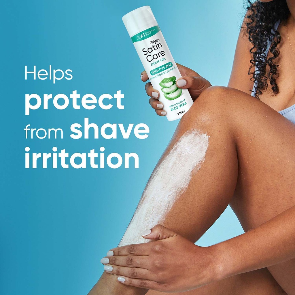 Rakgel Satin Care för Kvinnor med en touch av Aloe Vera för Känslig Hud, 200ml