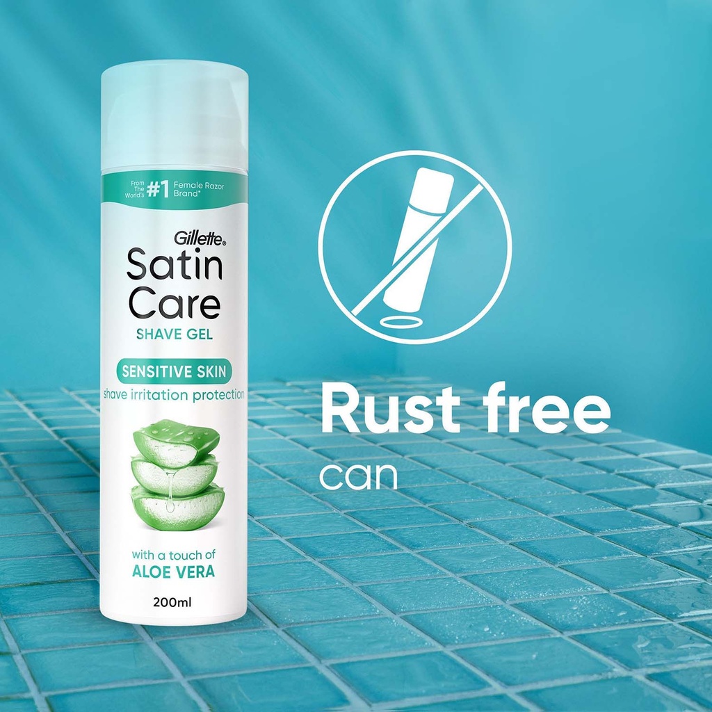 Rakgel Satin Care för Kvinnor med en touch av Aloe Vera för Känslig Hud, 200ml