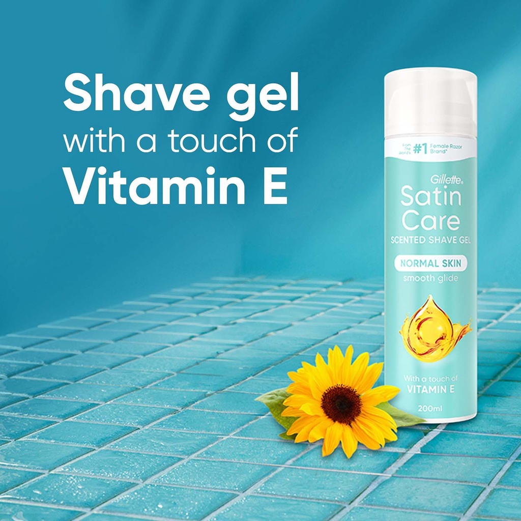 Rakgel Satin Care för Kvinnor med en touch av E-vitamin för Normal Hud, 200ml