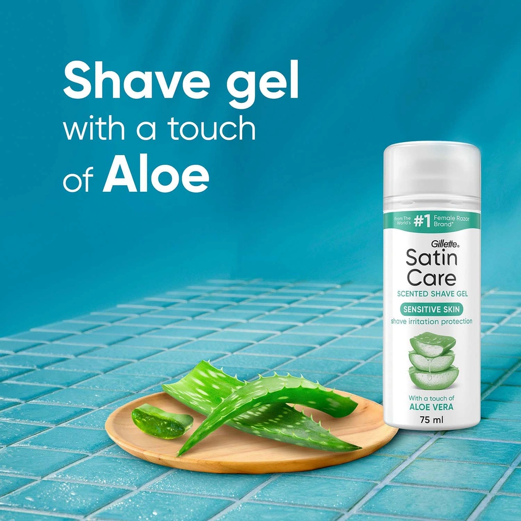 Rakgel Satin Care för Kvinnor med en touch av Aloe Vera för Känslig Hud, 75ml